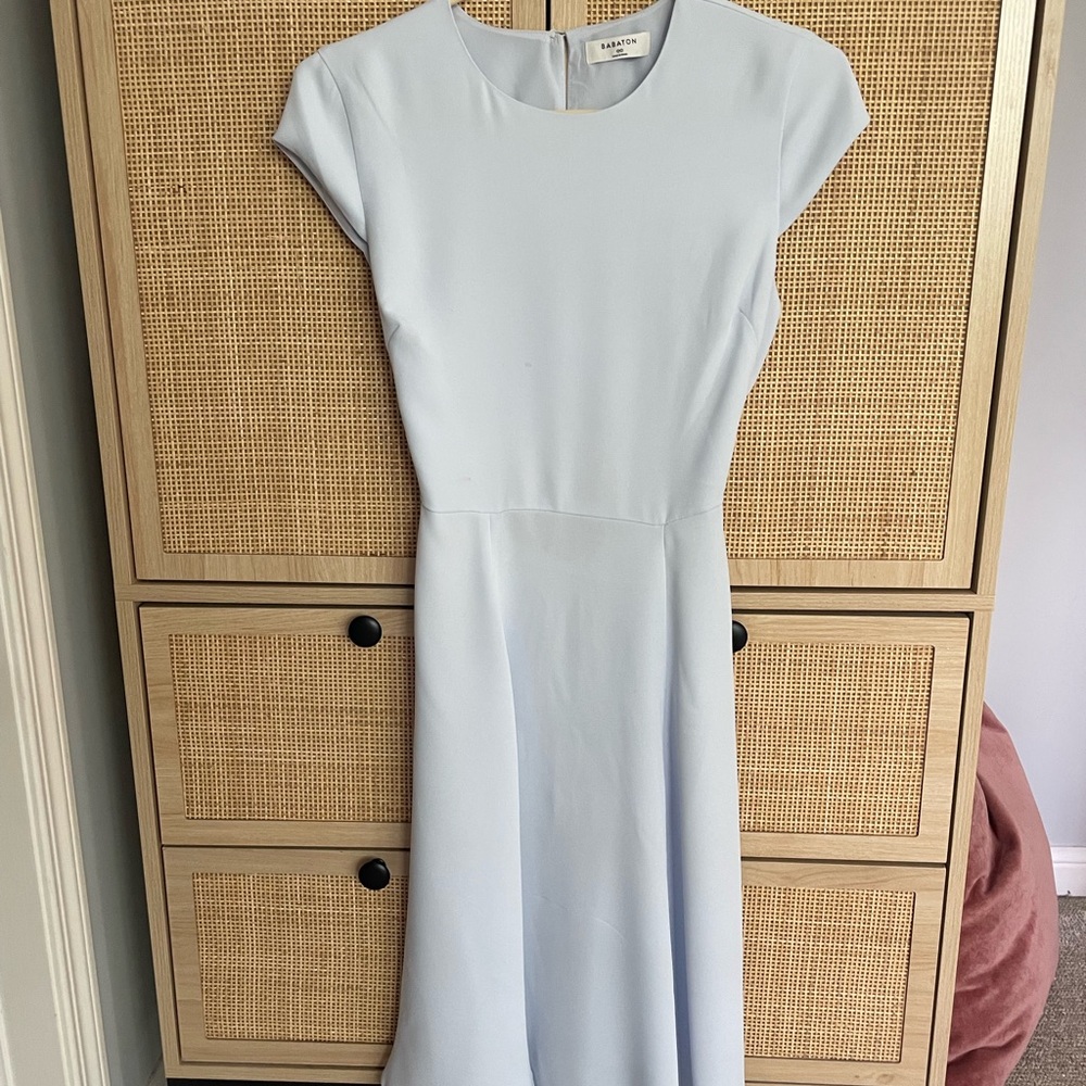 Babaton Cream Sheath Midi Dress with Cap Sleeves